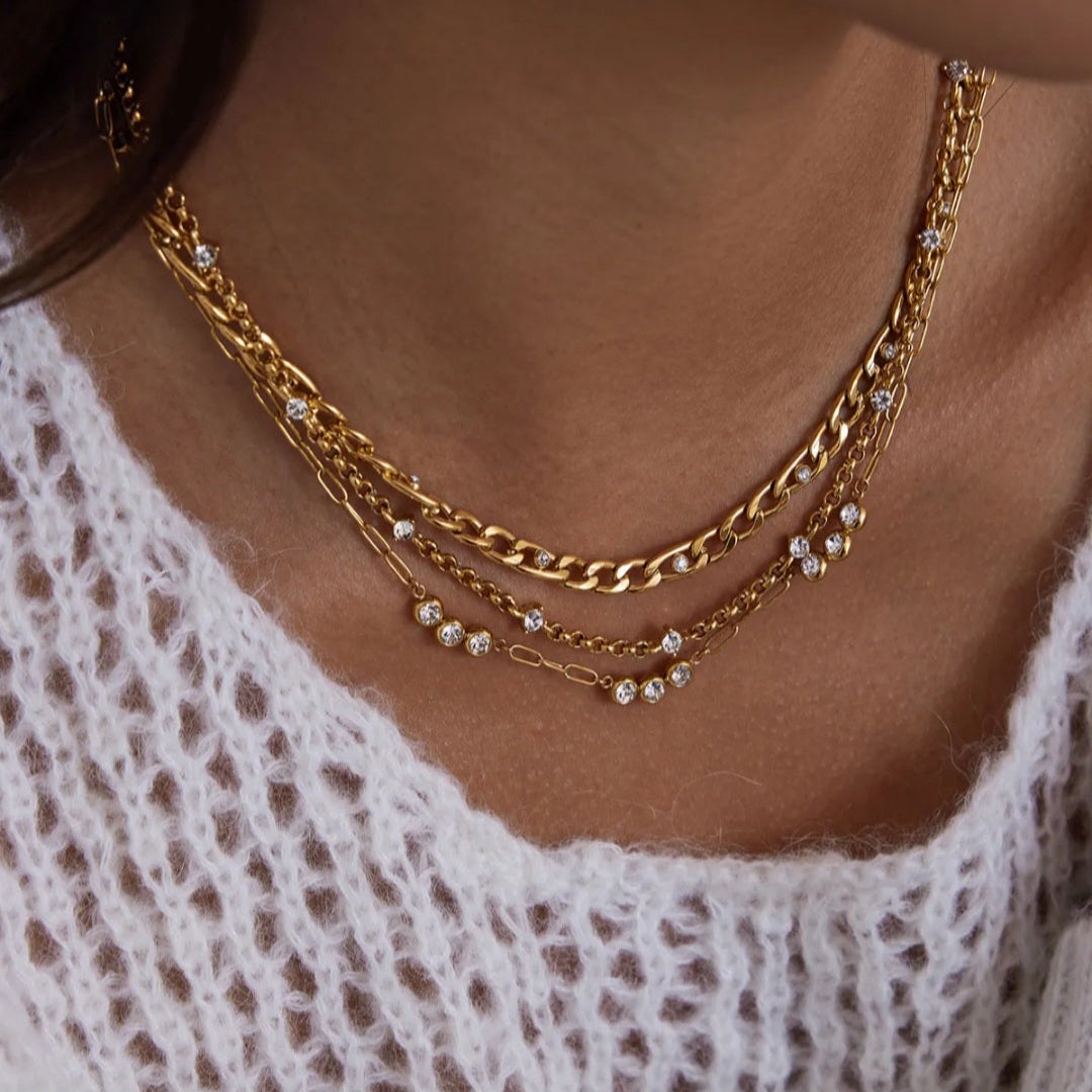 Cubin Chain with Zircon Choker (Set of 3)