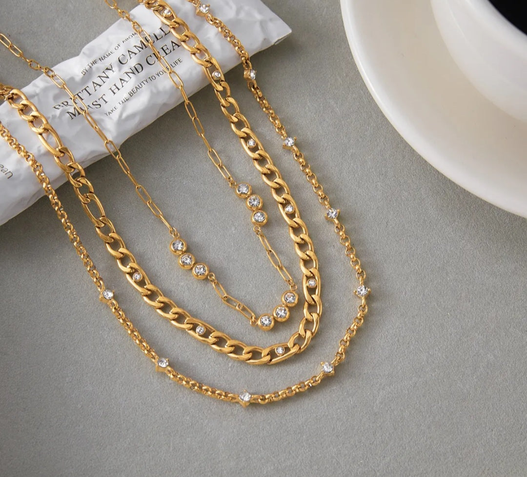 Cubin Chain with Zircon Choker (Set of 3)