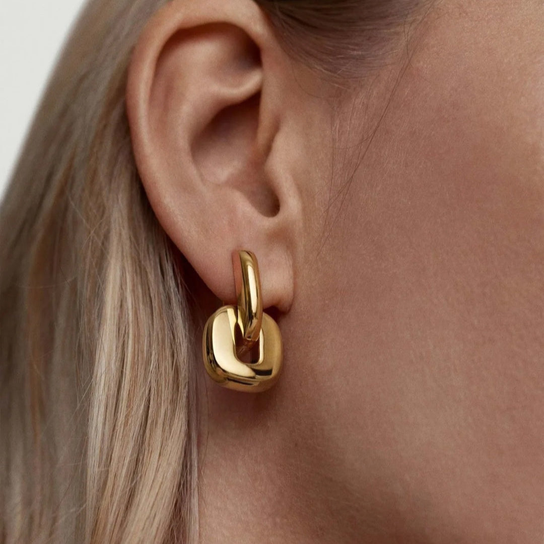 Square Interlocking Drop Earrings