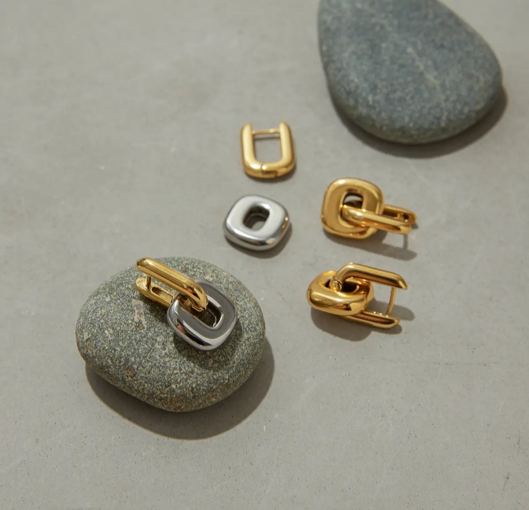 Square Interlocking Drop Earrings