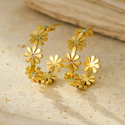 Daisy Flower Zircon Hoop Earrings