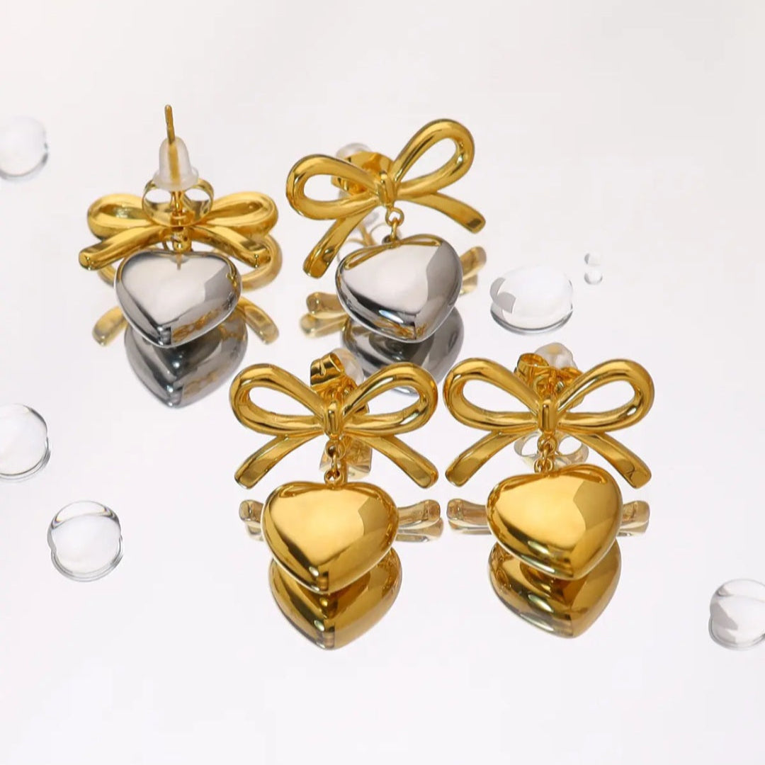 Bow Heart Earrings