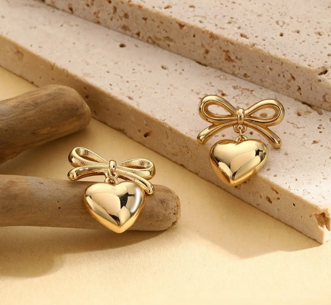 Bow Heart Earrings
