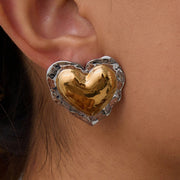 Hammered Two-Toned Statement Earrings