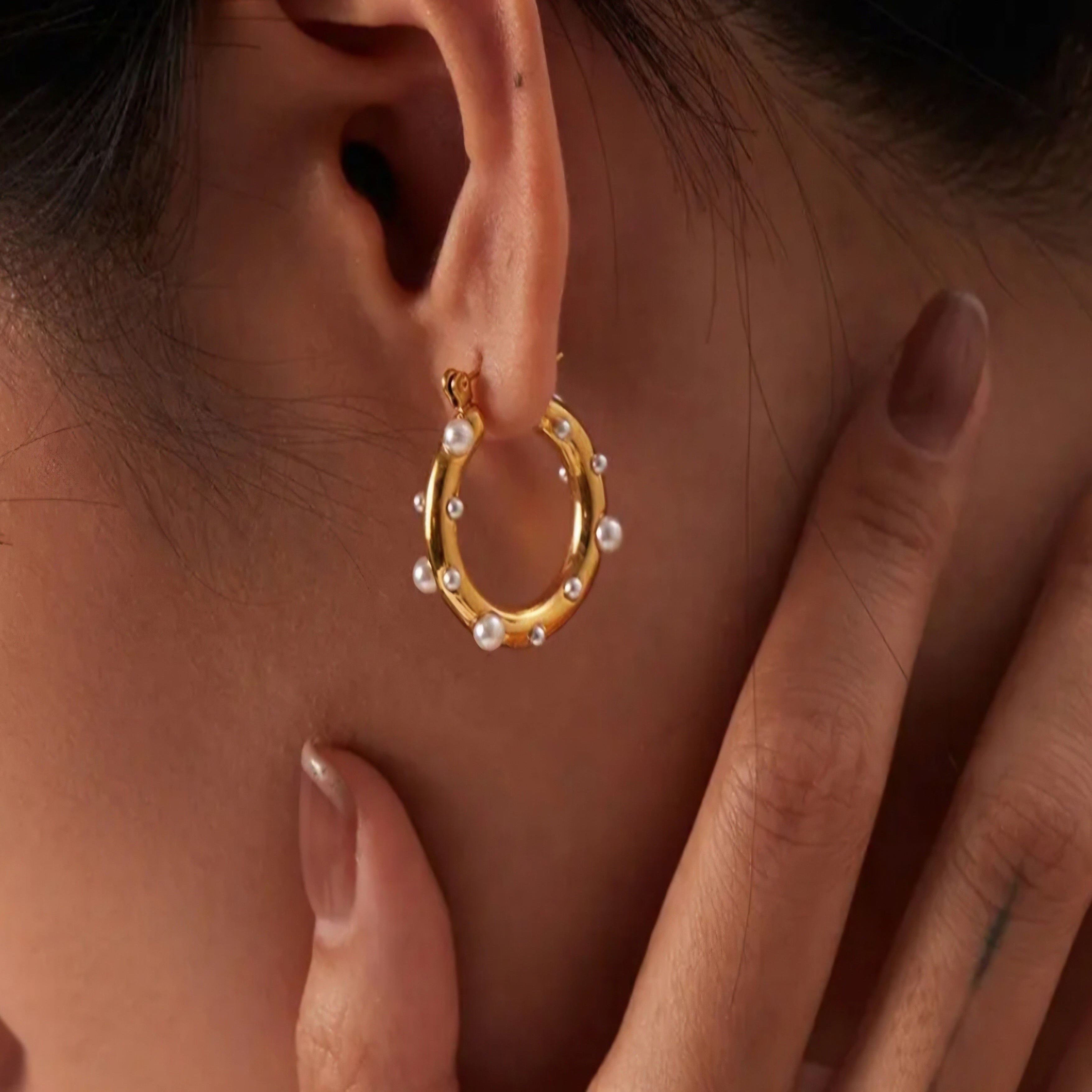 Pearl Insert Hoop Earrings