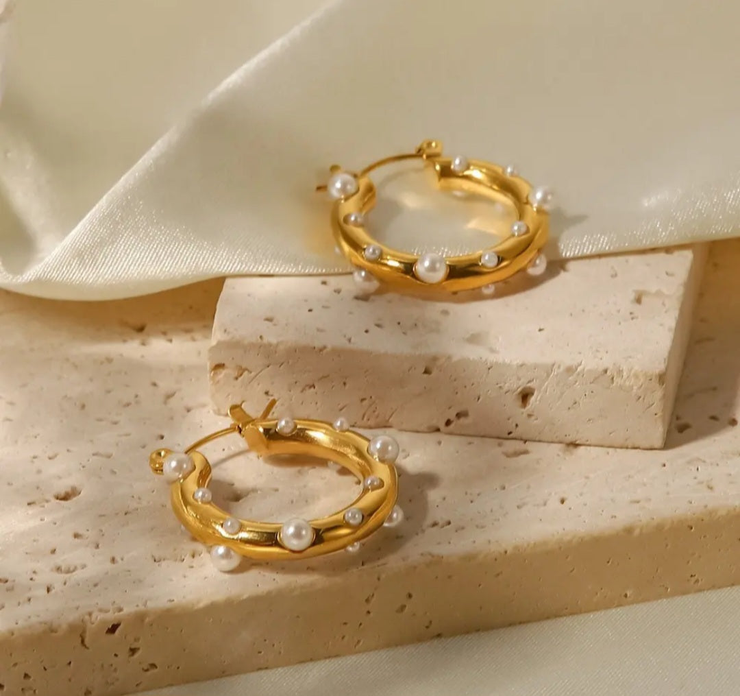 Pearl Insert Hoop Earrings