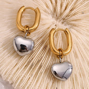 Two-Toned Heart Charm Earrings