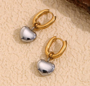 Two-Toned Heart Charm Earrings