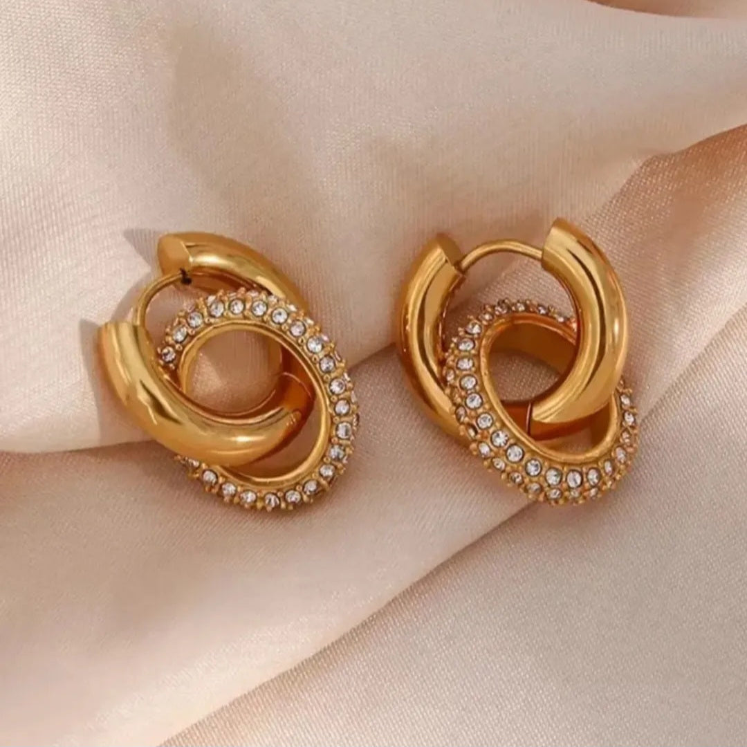 Zircon Double Circle Earrings
