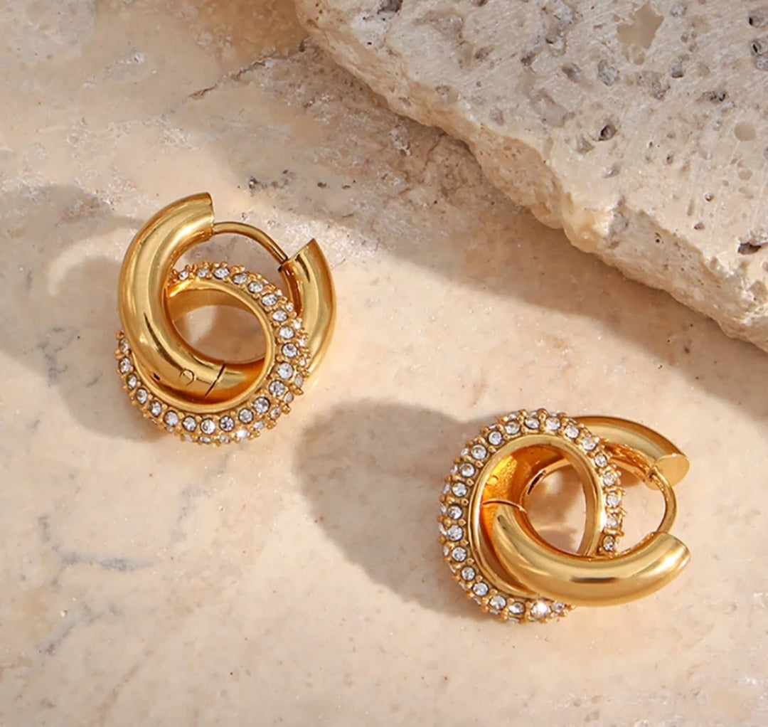Zircon Double Circle Earrings