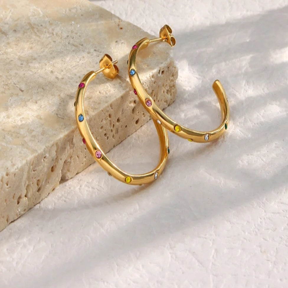 Multicolor Zircon Hoops