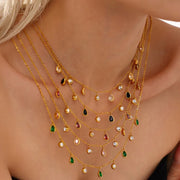 Colorful Zircon Water Droplet Necklace