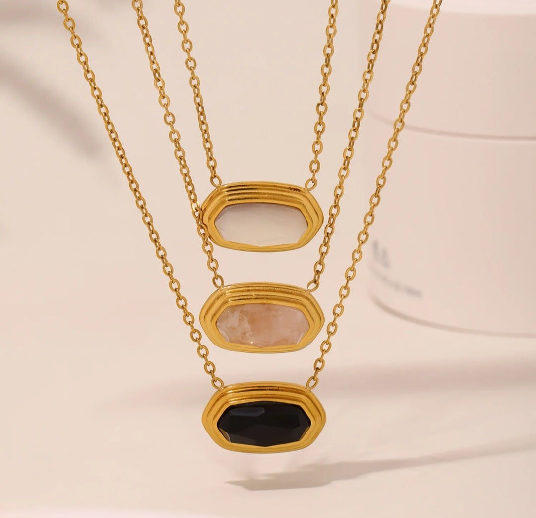 Geometric Stone Pendant Necklace
