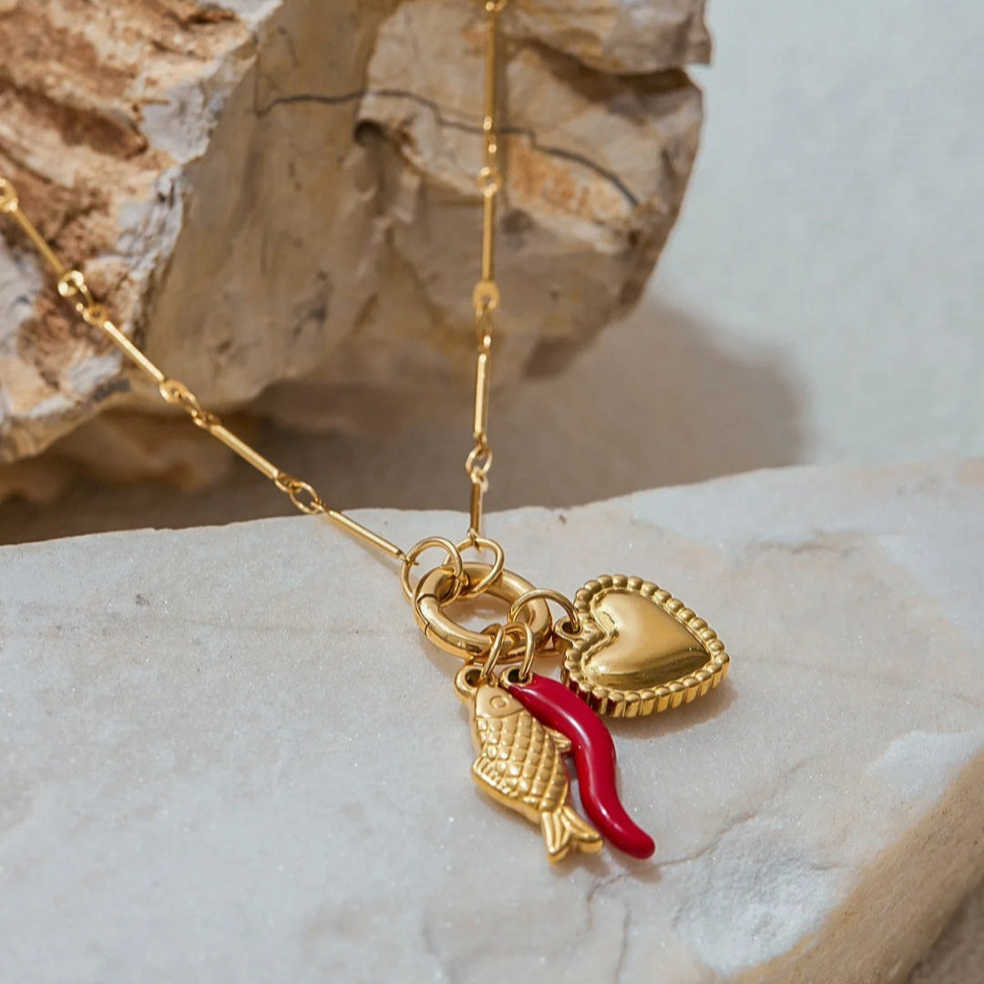 Chilly Fish Heart Pendant Necklace