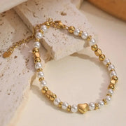 Heart charm Pearl Bead Bracelet