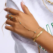 Vacation Blue Turquoise Cross Ring-Bracelet