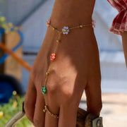 Crystal Flower Ring-Bracelet