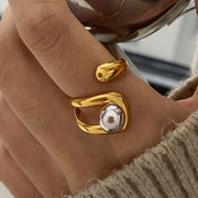 Two-Tone Cross Beaded Ring