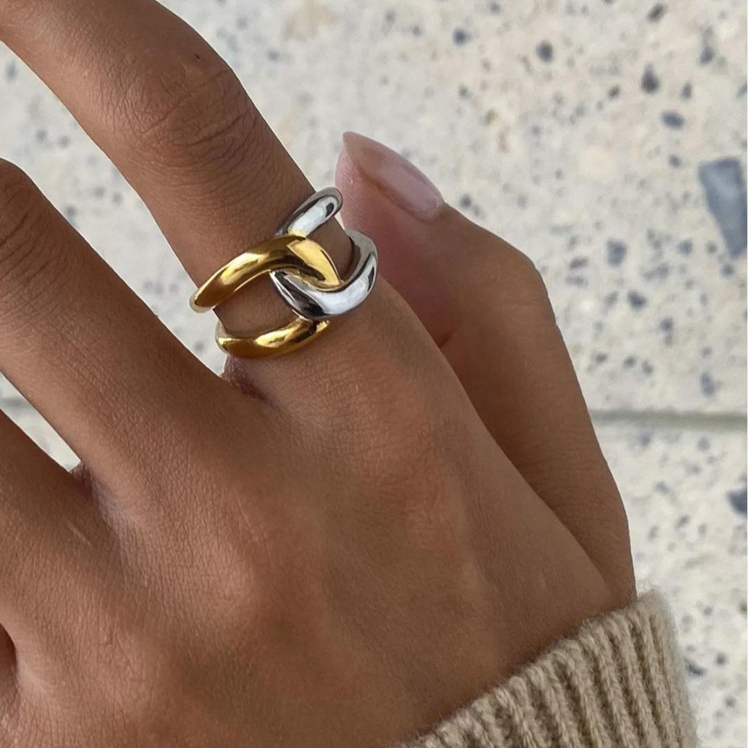 Two-Tone Geometric Abstract Ring