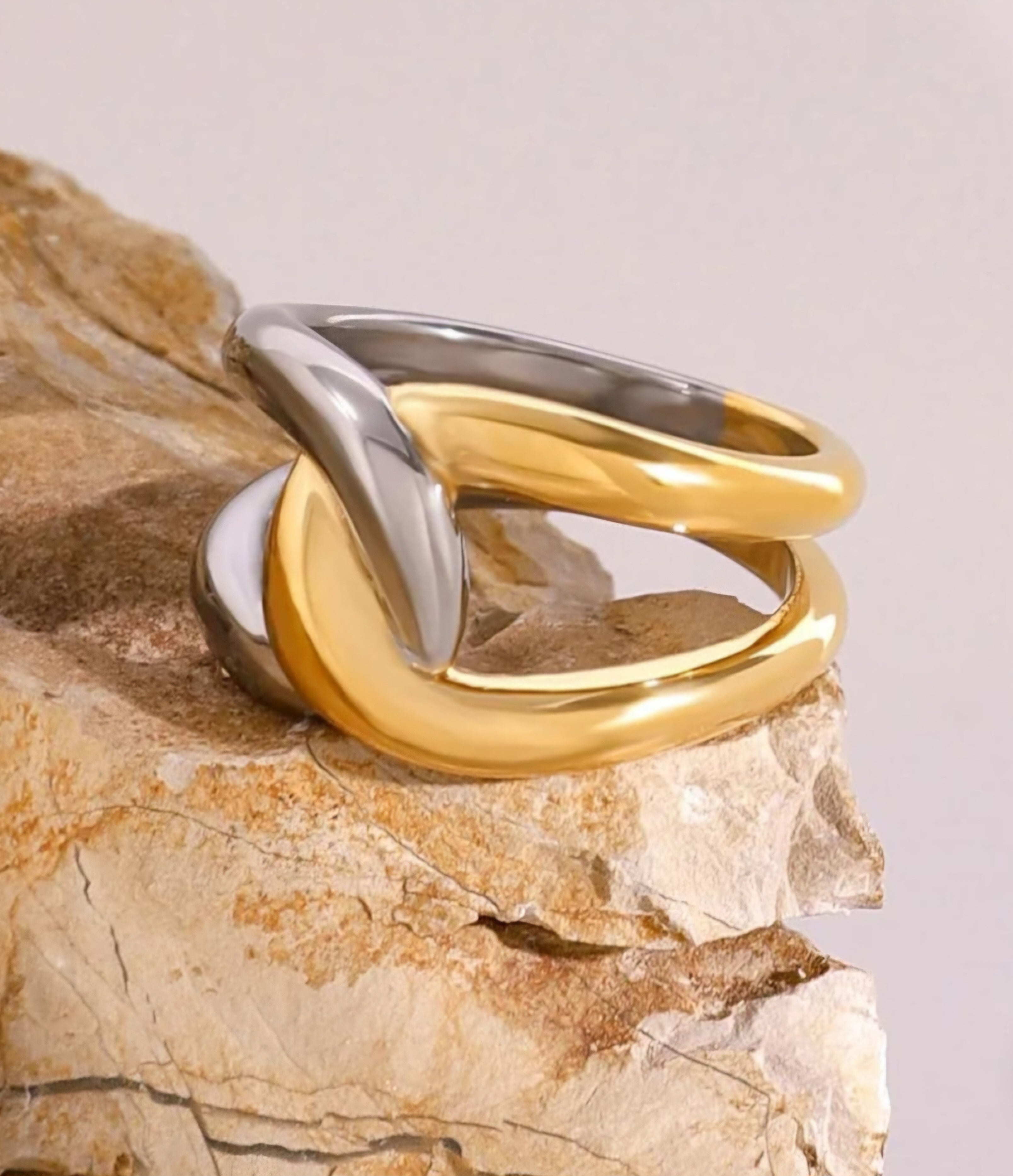 Two-Tone Geometric Abstract Ring