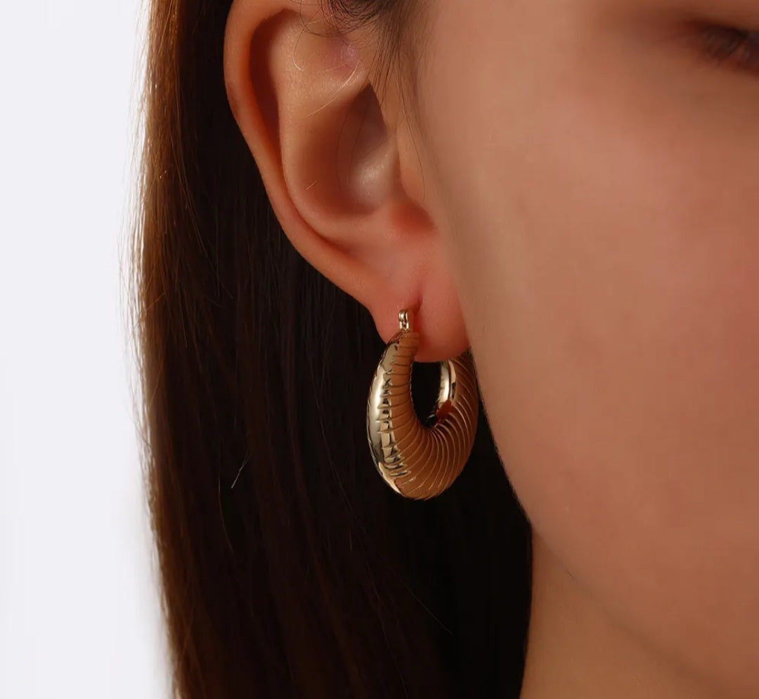 Croissant Chunky Huggie Hoop Earrings