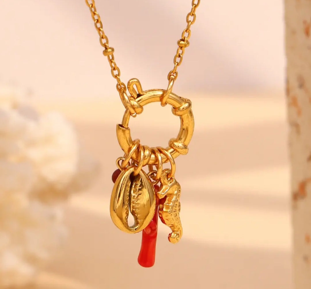 Lateefah Red Drop Oil Charm Necklace