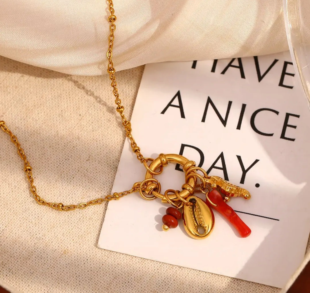 Lateefah Red Drop Oil Charm Necklace