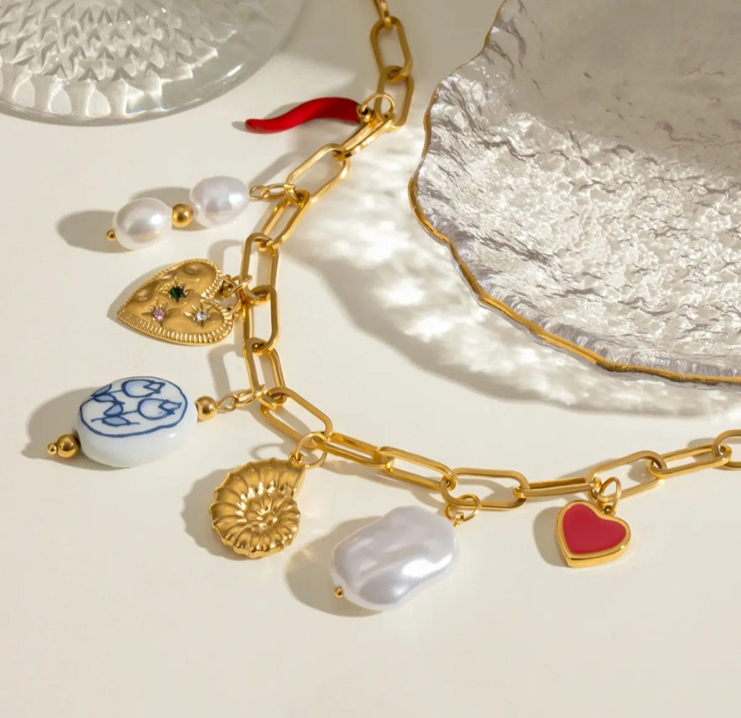 Paperclip Chain Choker Charm Necklace