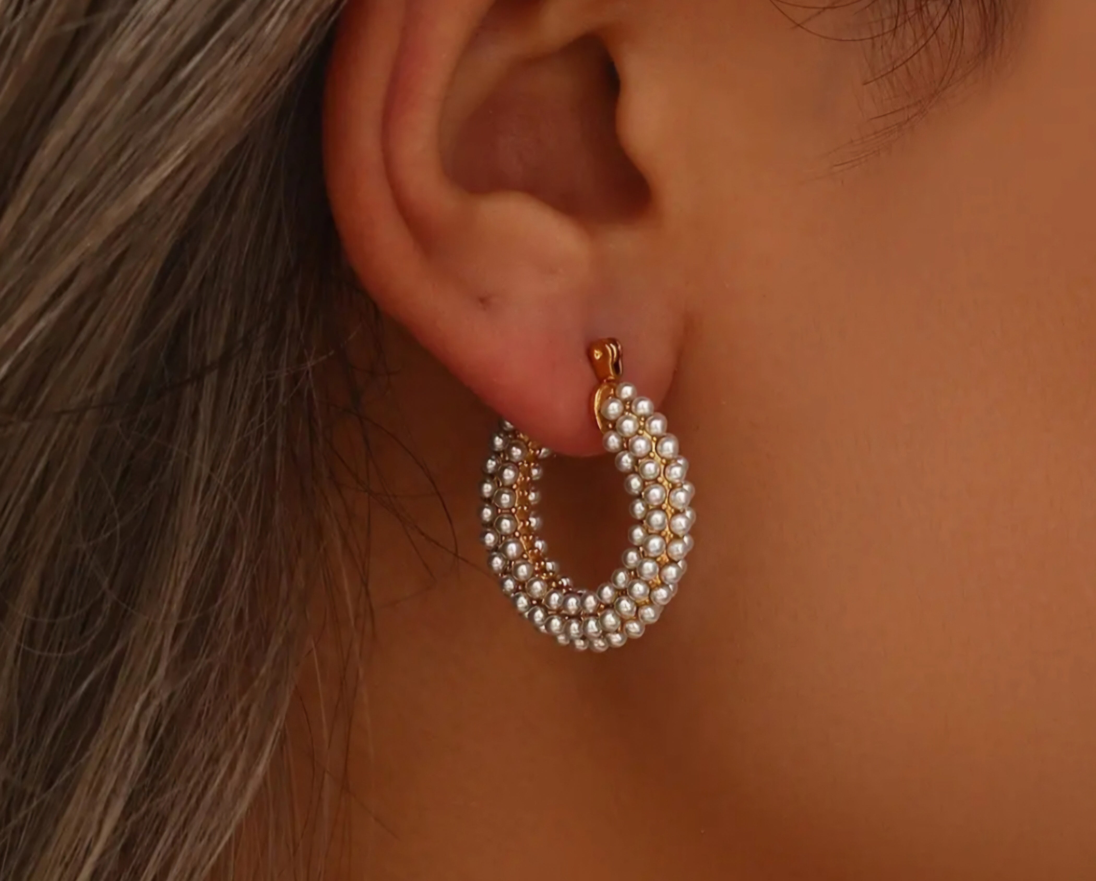 Fresh Water Pearl Hoop Earrings