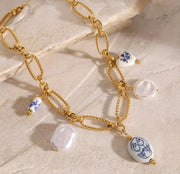 Clavicle Chain Ceramic Charms Necklace