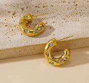 Zircon Irregular C-shaped Earrings