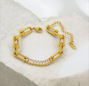 Gold Link Chain Crystal Bracelet