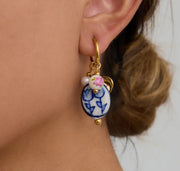 Victoria Cameo Blue Tulip Dangle Earring