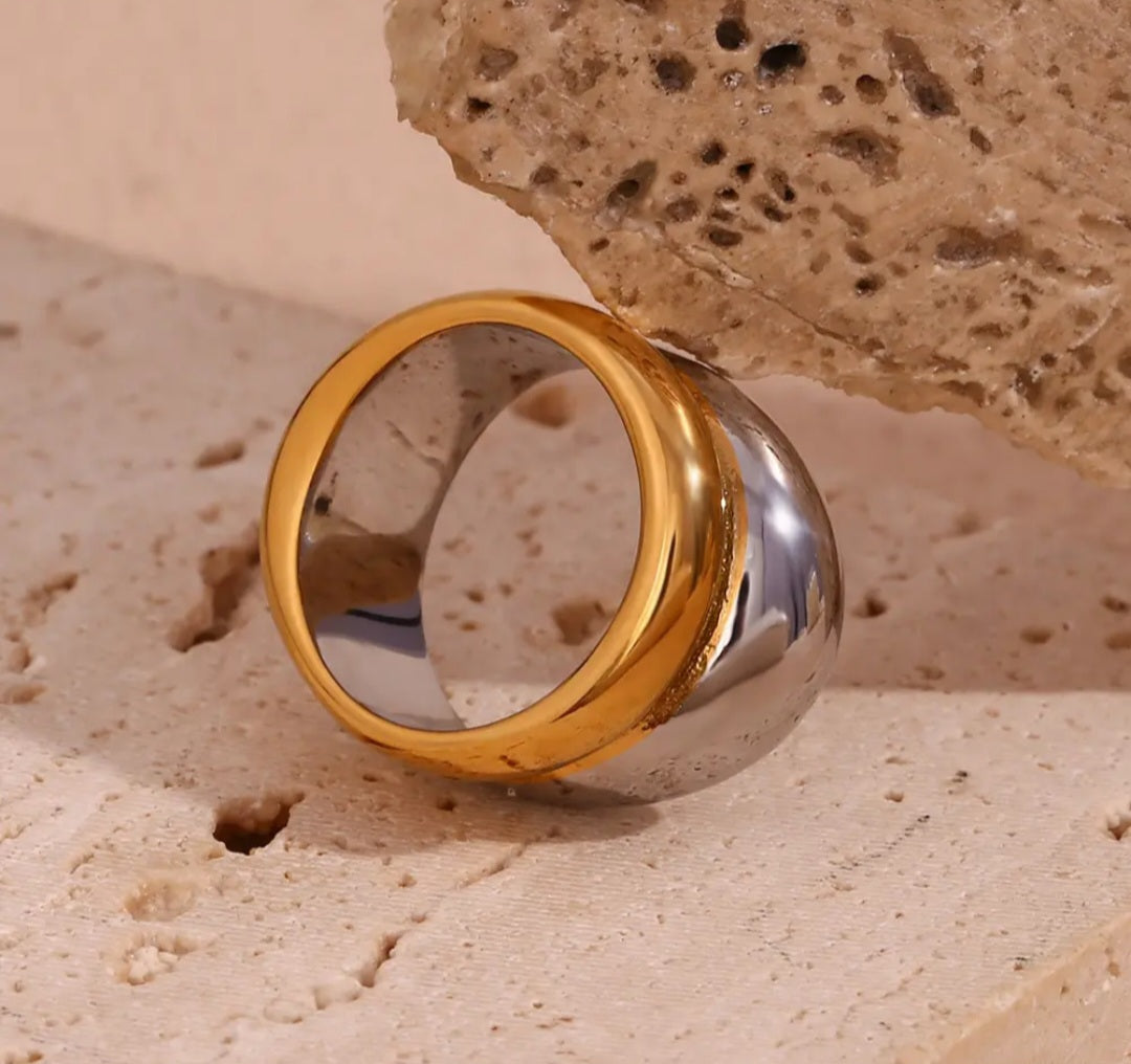 Double Layer Irregular Two Tone Ring